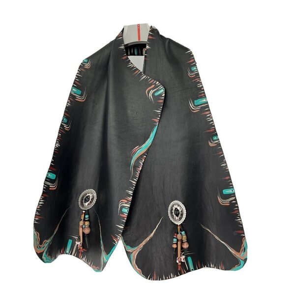 Wrap Rascal Western Scarf Embellished Hand Painted Leather Chaps Shape - Picture 1 of 14